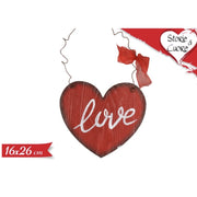 Targa In Legno Cuore San Valentino Love 16x26cm