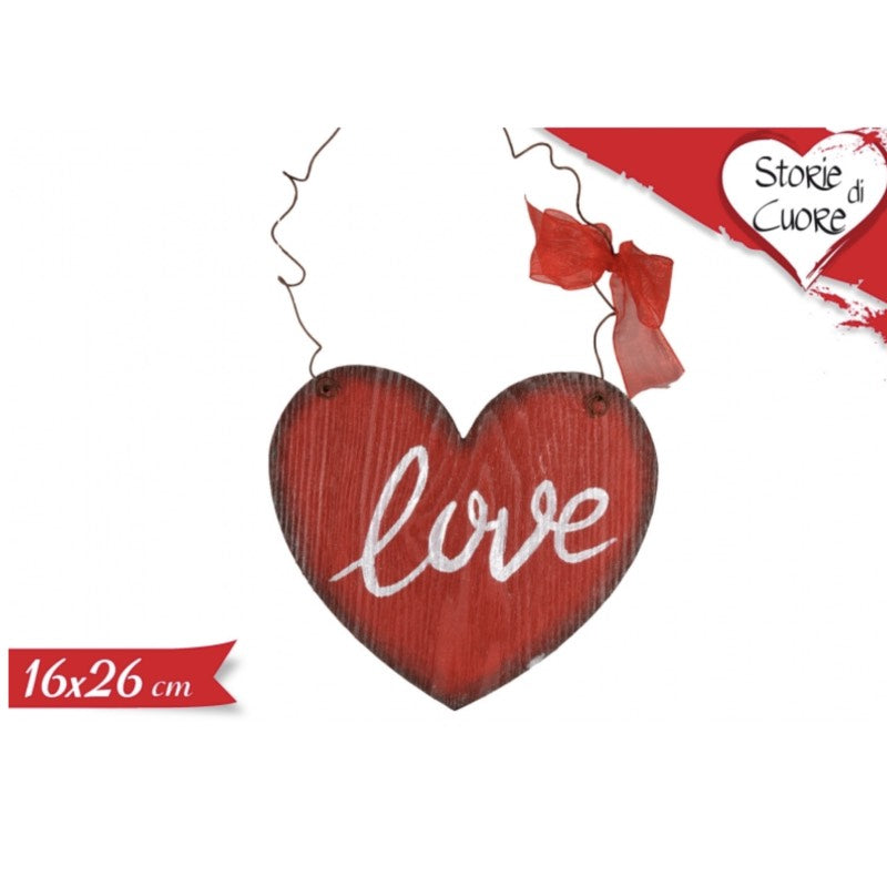Targa In Legno Cuore San Valentino Love 16x26cm