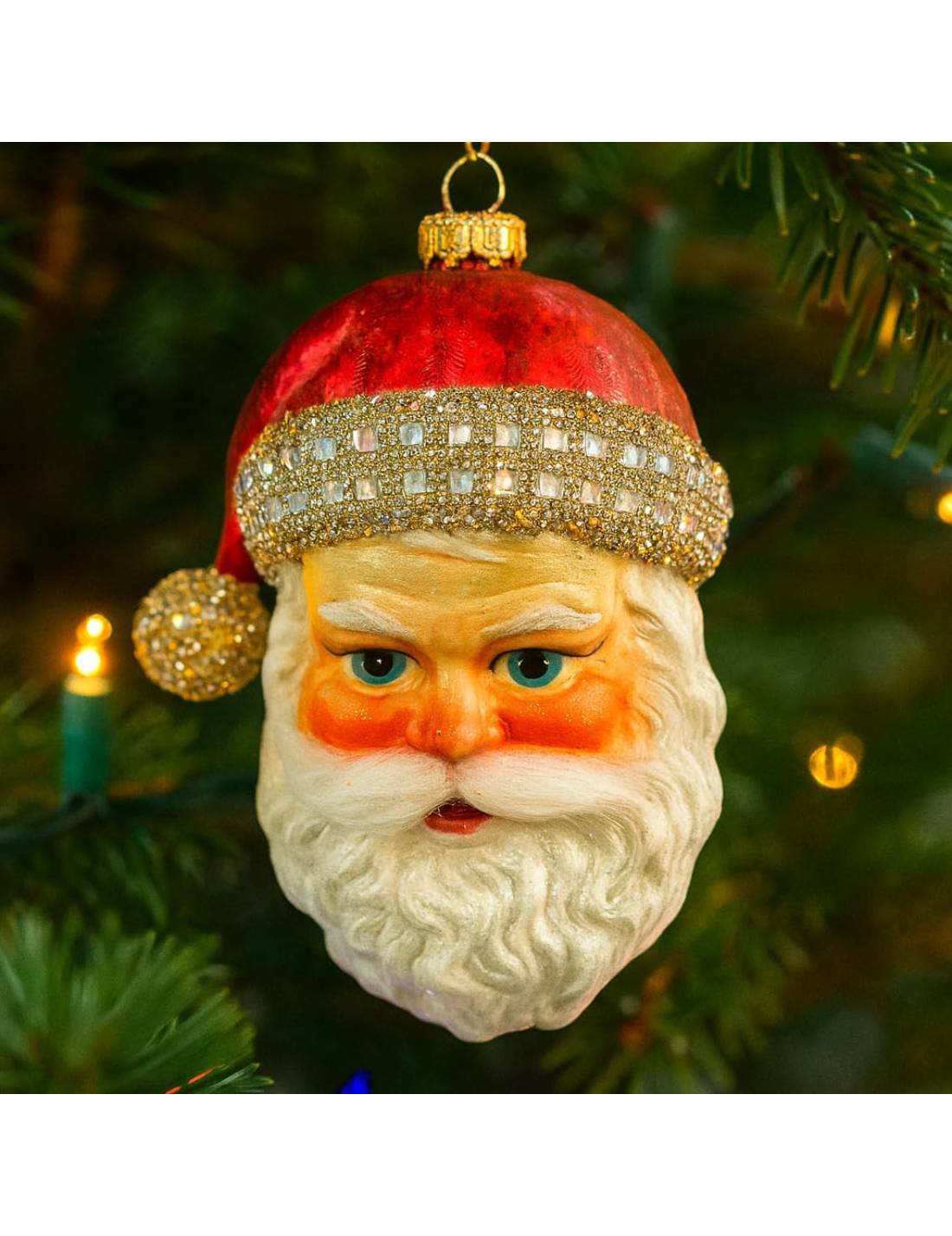 Addobbo Albero Di Natale Ciondolo In Vetro Babbo Natale Rosso