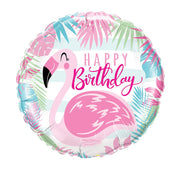 Palloncino Metalfoil Happy Birthday Fenicottero 18" 46cm