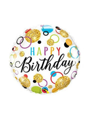 Palloncino Per Feste Happy Birthday Glitter 18" 46cm Mylar