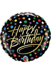 Palloncino Happy Birthday Nero E Oro In Mylar 18" 45cm
