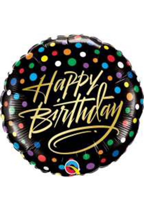 Palloncino Happy Birthday Nero E Oro In Mylar 18" 45cm