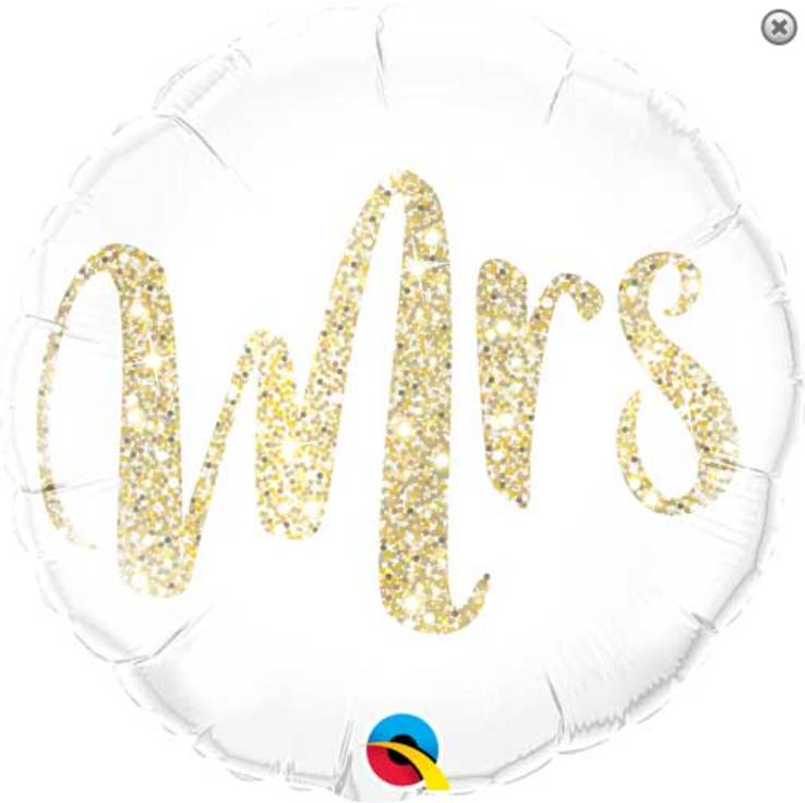 Palloncino Metalfoil "Mrs" Bianco e Oro 18" 46cm