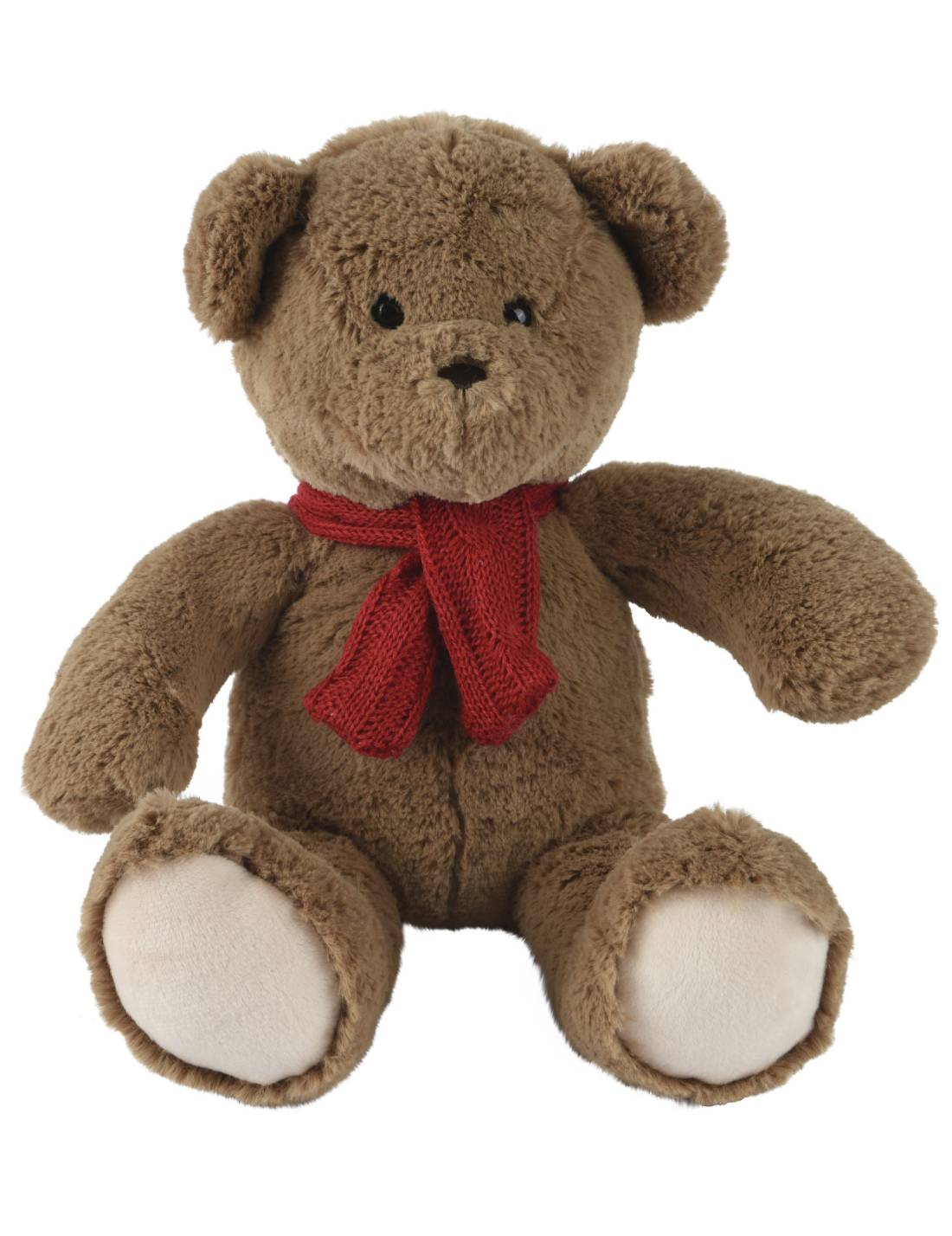 Peluche Orso Teddy Natalizio Con Sciarpa Rossa 30cm