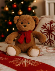 Peluche Orso Teddy Natalizio Con Sciarpa Rossa 30cm