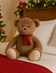Peluche Orso Teddy Natalizio Con Sciarpa Rossa 25cm