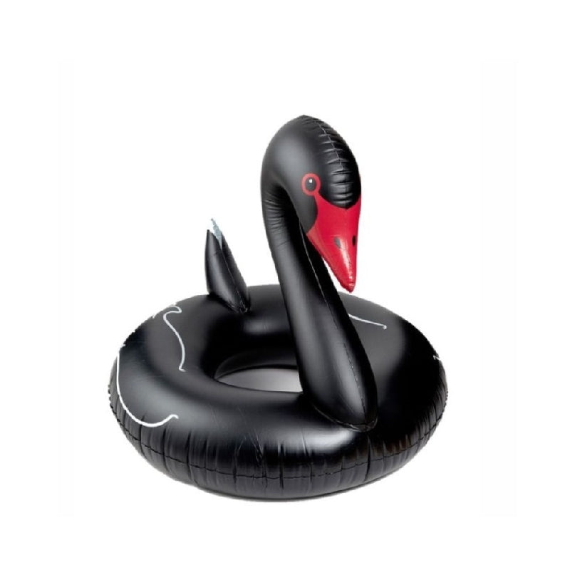 Ciambella Salvagente Gonfiabile Cigno Nero Con Becco Rosso Per Bambini 120x120cm