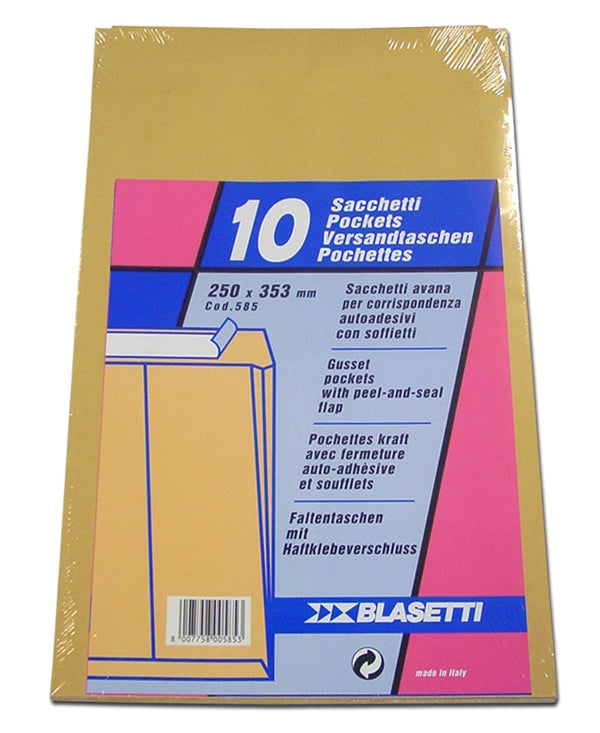 Buste Sacchetti Avana A Soffietto Blasetti 25x35cm Autoadesive 10 pz