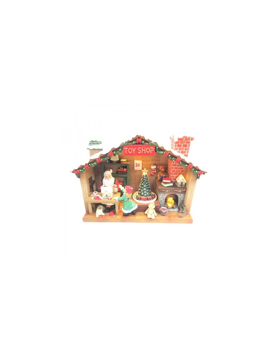 Carillon Villaggio Di Natale Toy Shop Con Babbo Natale 29,2x12,4x19,7cm