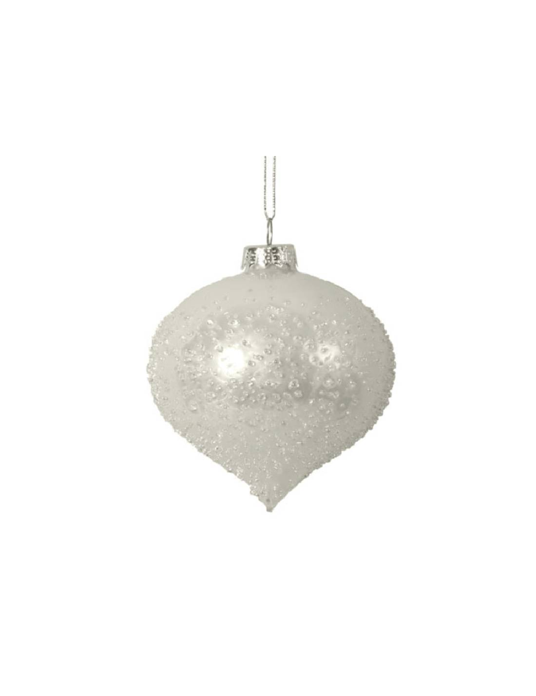 Pallina Albero Di Natale Bianco Perla 8cm
