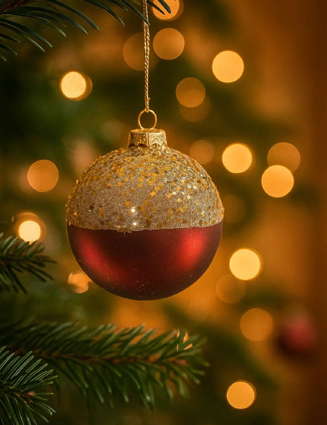 Pallina Albero Di Natale Bordeaux Stelle Oro 8cm