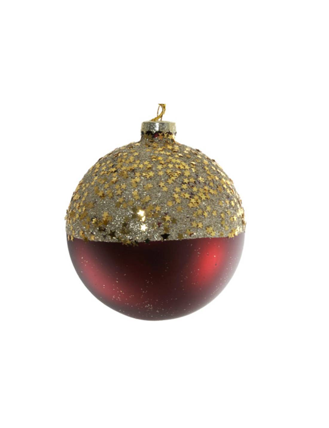 Pallina Albero Di Natale Bordeaux Stelle Oro 8cm