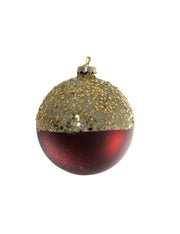Pallina Albero Di Natale Bordeaux Stelle Oro 8cm