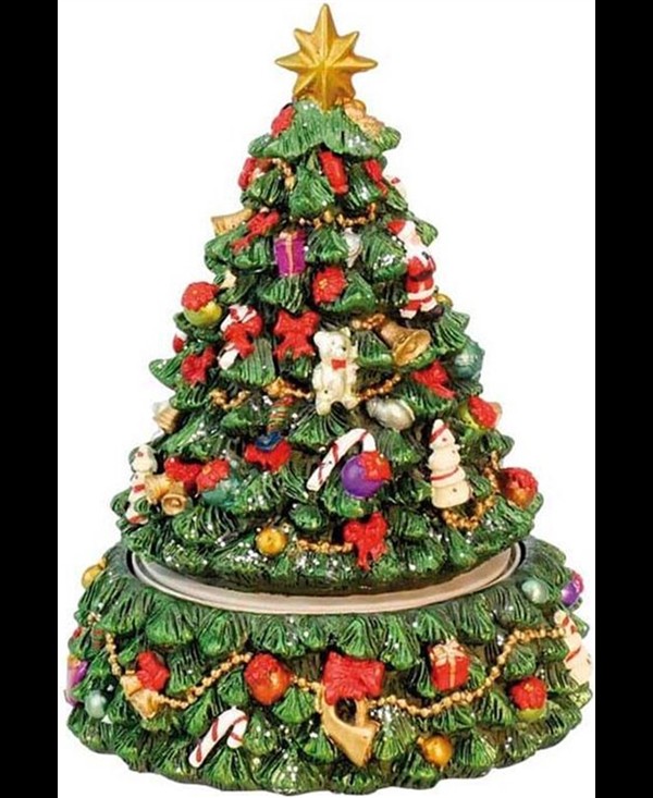 Carillon Albero Di Natale Con Addobbi Di Natale E Puntale A Forma Di Stella 12cm