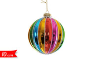 Pallina Albero Di Natale In Vetro A Spicchi Multicolor 10cm