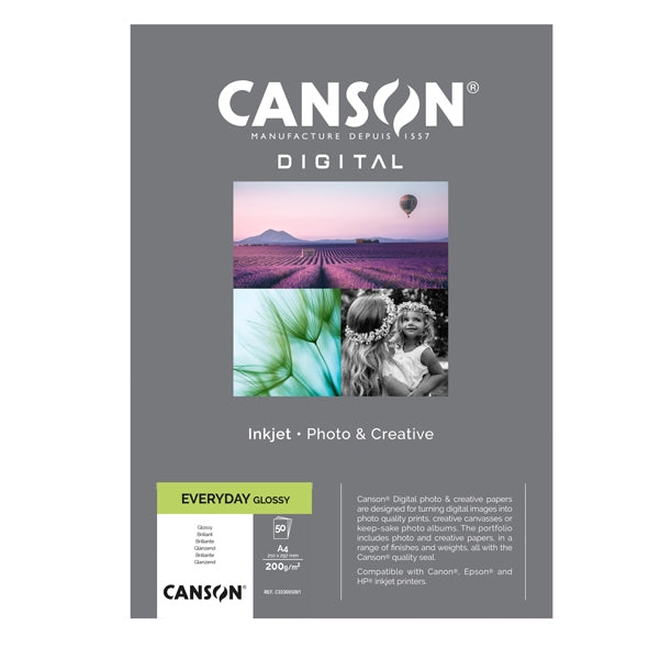 Risma Di Carta Inkjet Everyday Canson Glossy A4 200g 50 Fogli