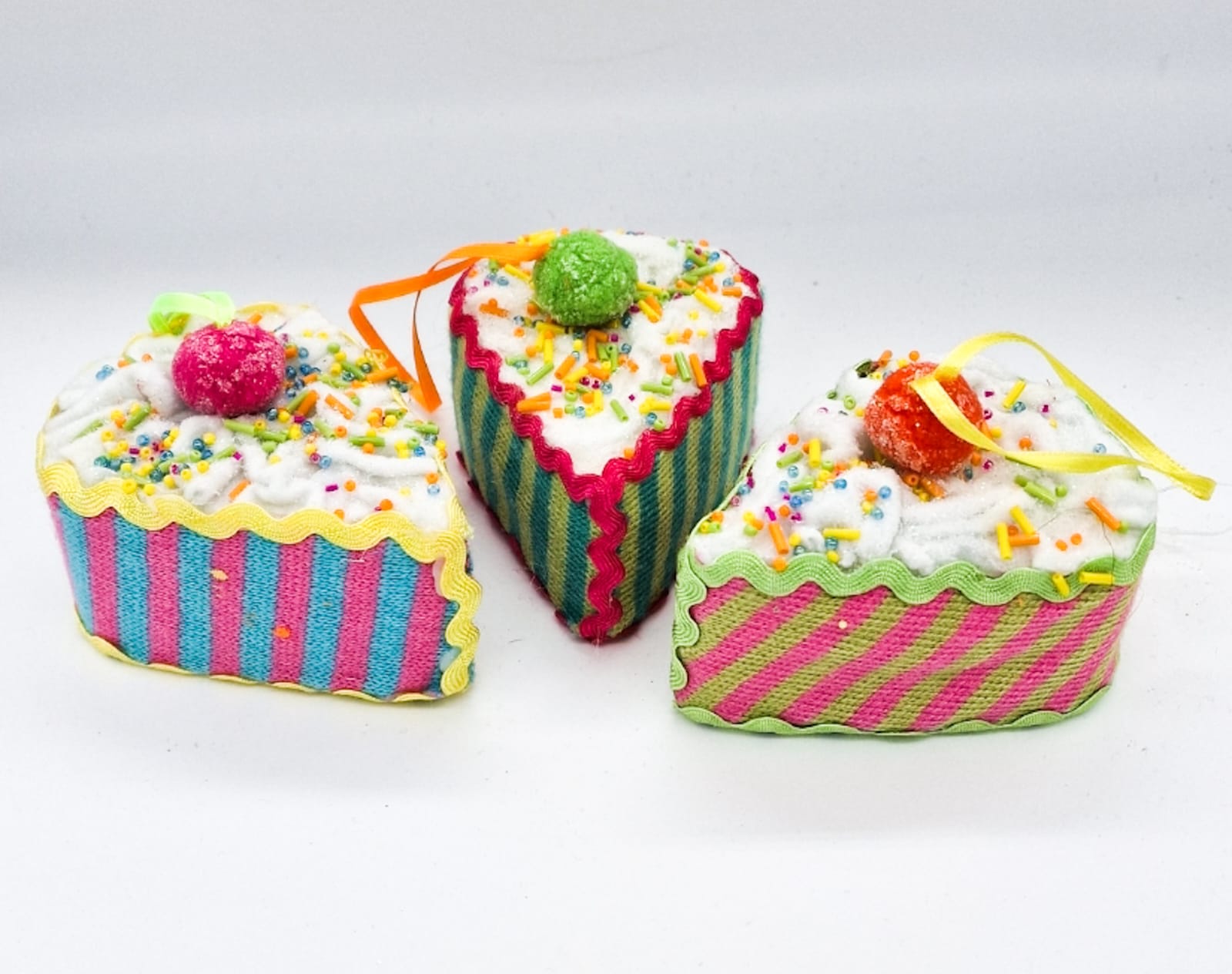 Addobbo Albero Natale Fette Di Torta Morbida Multicolor