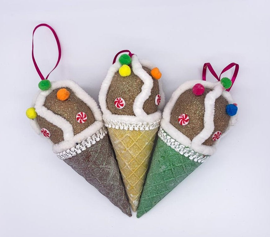 Addobbo Albero Di Natale Cono Gelato Multicolor