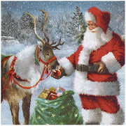 Tovaglioli Di Carta Natalizi Babbo Natale Con Regali E Renna 33CM 20Pz.