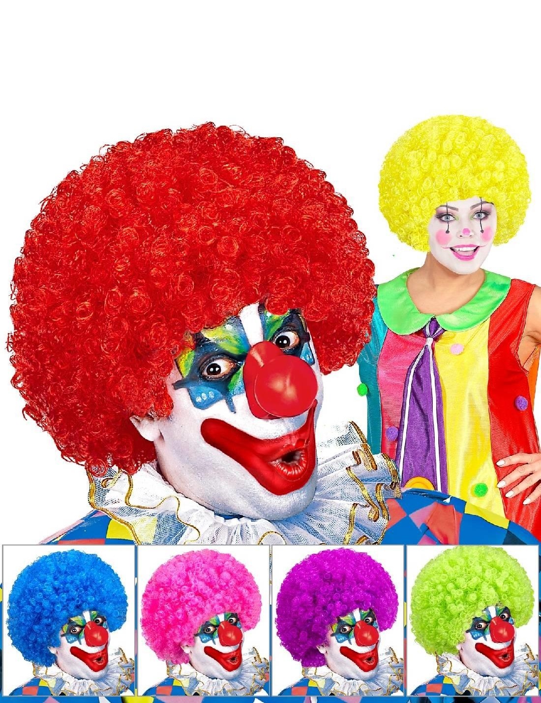 Parrucca Clown Riccia Halloween E Carnevale