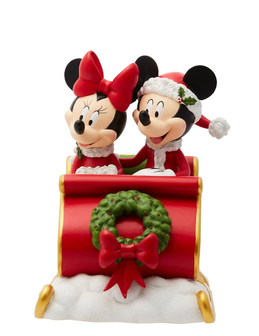 Addobbo Di Natale Disney Topolino Mickey Mouse E Minnie Su Slitta 16cm