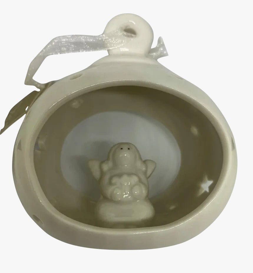 Addobbo Albero Di Natale Pallina Angioletto In Ceramica