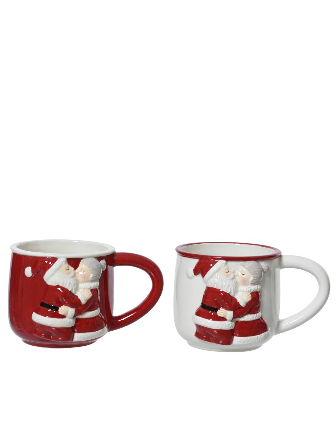 Tazza Natalizia In Ceramica Babbo E Mamma Natale Bacio 9cm