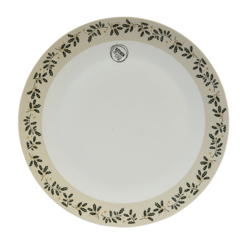 Piatto Piano In Porcellana Bianca diam.26cm Con Vischio