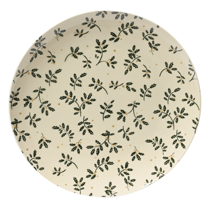 Piatto Piano In Porcellana Bianca diam.20cm Con Vischio