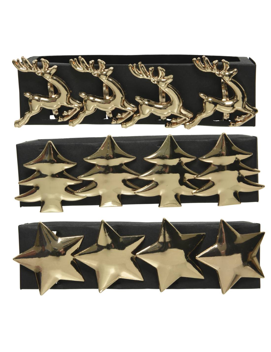 Set 4 Fermatovaglioli Natalizi Oro 5cm