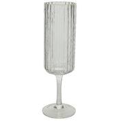 Bicchiere Flute Champagne Vetro Natale Con Bordo Oro Effetto Ghiaccio 6x21cm