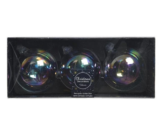 Pallina Albero Di Natale In Vetro Trasparente Iridescente 8cm