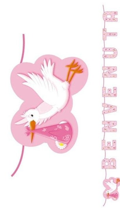 Festone Maxi Nascita Rosa Benvenuta 600cm