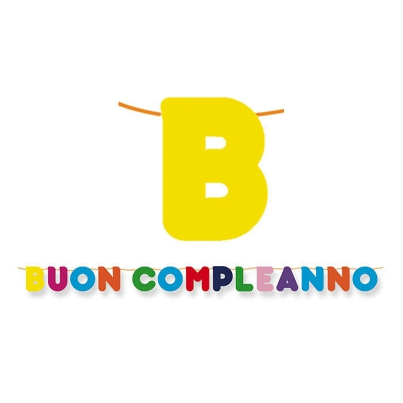 Festone Scritta Buon Compleanno Multicolor 600cm