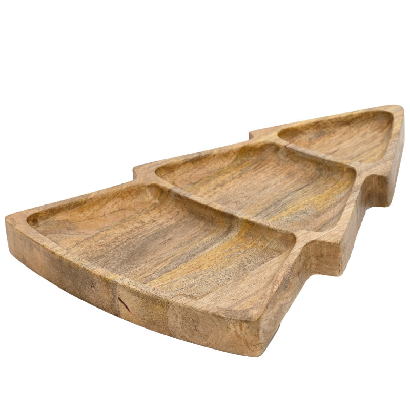 Piatto Vassoio In Legno Albero Di Natale 27x38cm