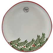 Piatto Piano In Terracotta Bianca Con Rami Albero Di Natale diam.22cm