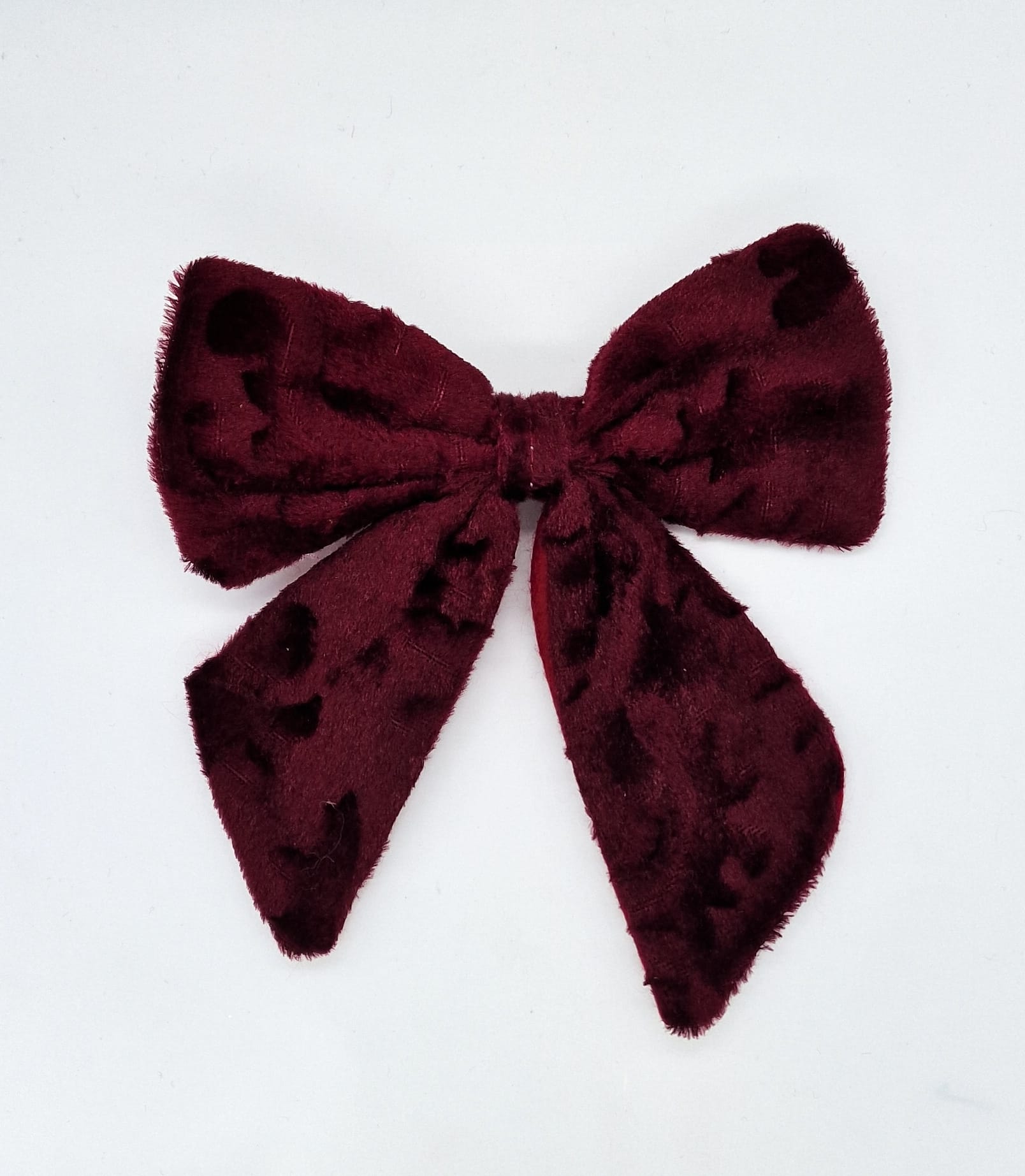 Addobbo Albero Di Natale Fiocco Bordeaux Velluto 13,5cm