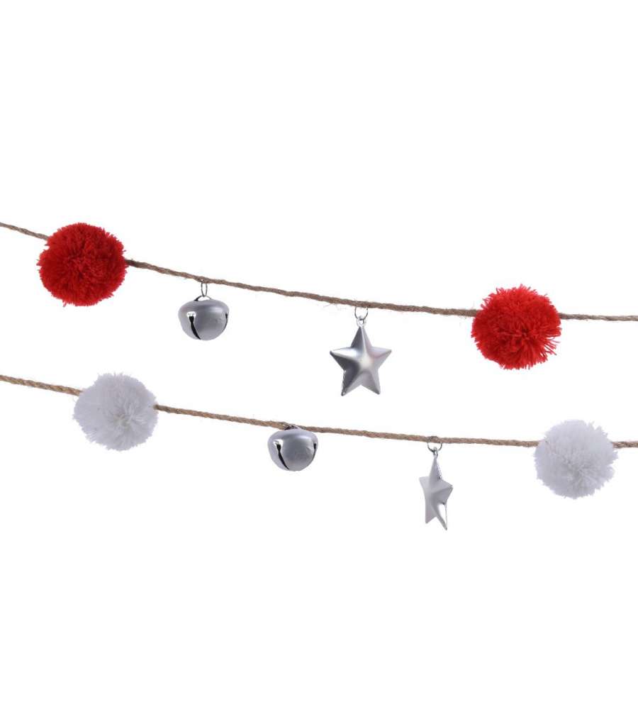 Addobbo Di Natale Ghirlanda Campanelle Con Pompon E Stelle