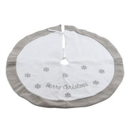 Tappeto Copribase Per Albero Di Natale Grigio E Bianco Merry Christmas 90cm
