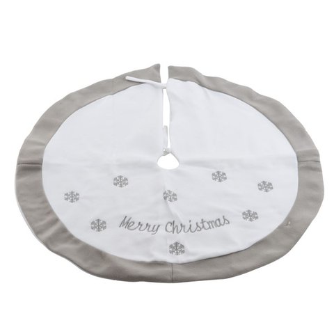 Tappeto Copribase Per Albero Di Natale Grigio E Bianco Merry Christmas 90cm