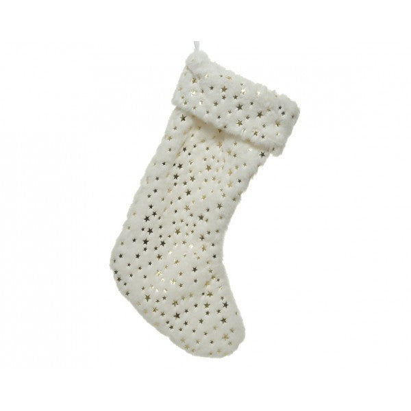 Calza Befana Epifania Bianca Con Stelle Oro 45cm