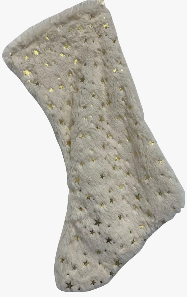 Calza Befana Epifania Bianca Con Stelle Oro 40cm