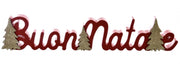 Addobbo Di Natale Scritta Decorativa Buon Natale Con Alberi 40x8cm