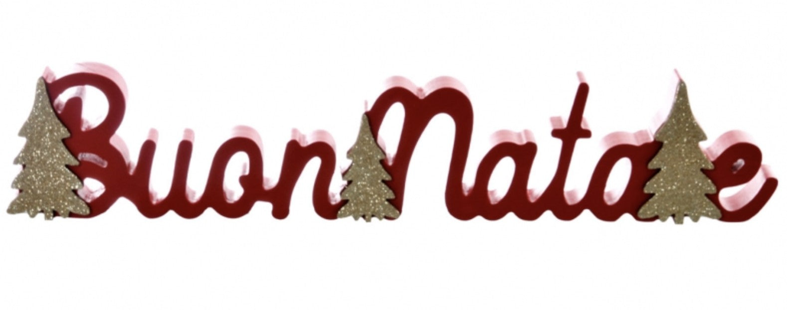 Addobbo Di Natale Scritta Decorativa Buon Natale Con Alberi 40x8cm