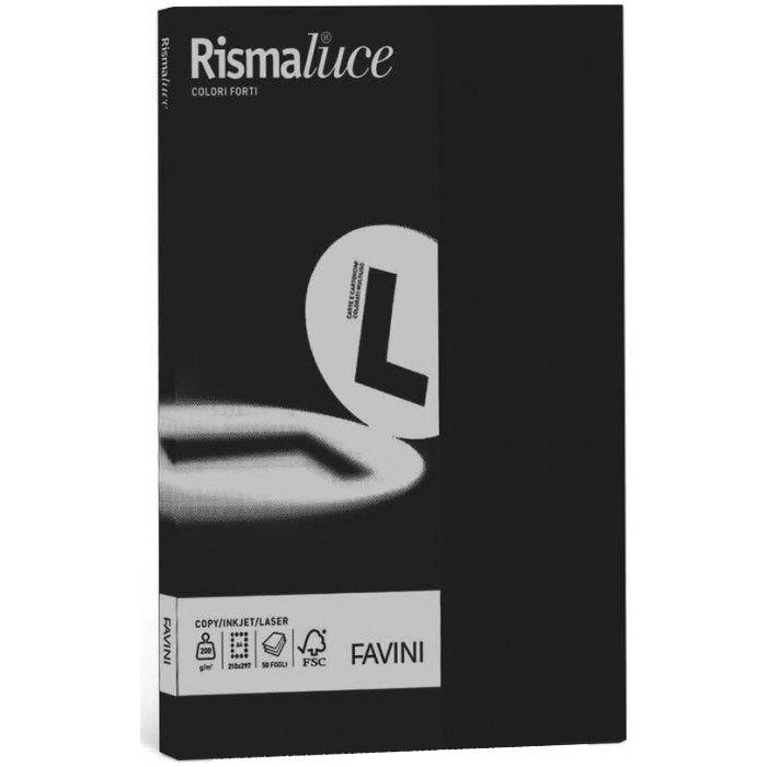Risma Di Carta Colorata Rismaluce Favini A4 Nero 90g 100 Fogli