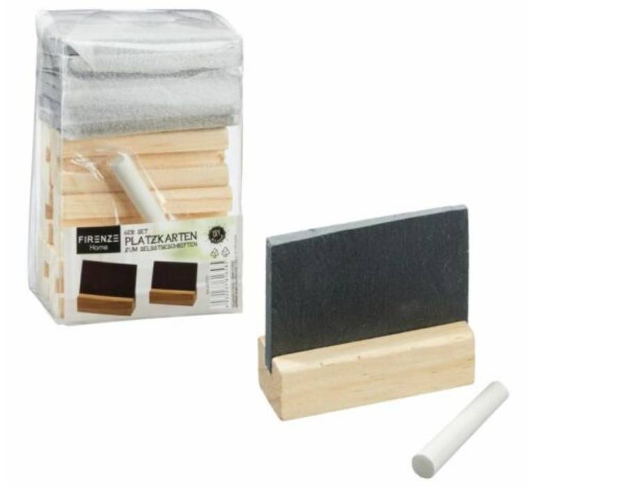 Mini Lavagnette Segnaposto In Ardesia e Legno 6pz.
