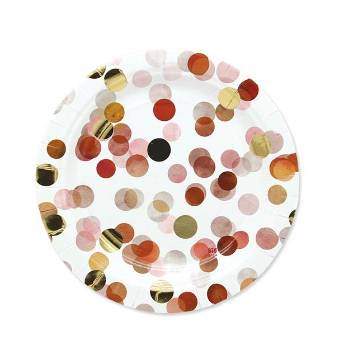 Piatti Dessert Di Carta Coriandoli Rosa 18cm 8pz
