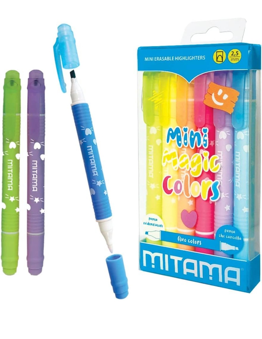 Set 6 Evidenziatori Cancellabili Mini Magic Colors Fluo