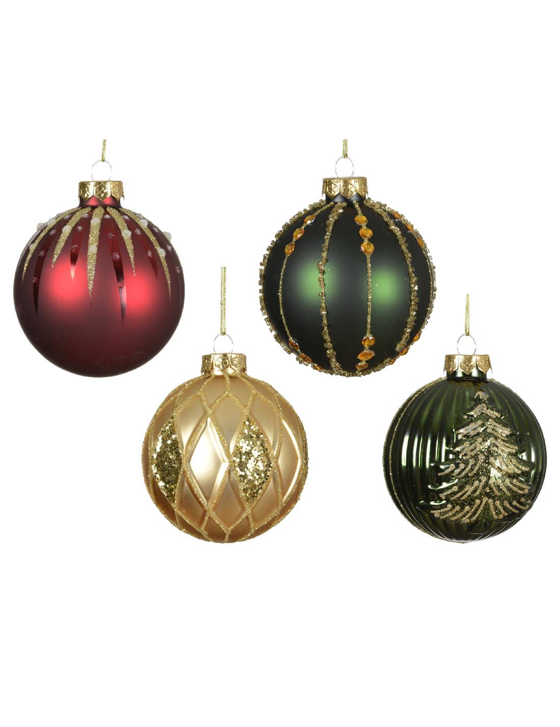 Pallina Albero Di Natale In Vetro Motivi Dorati 8cm